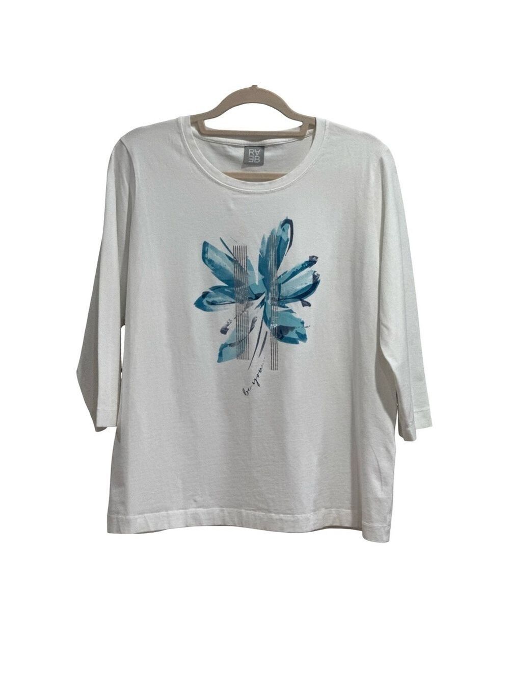 Rabe White and Blue Graphic Top